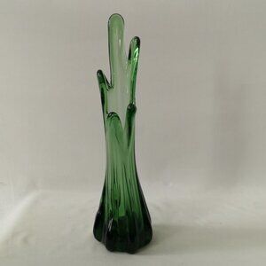 Vintage Mid-century Green Five Finger Swung Vase, 10" tall x 3"